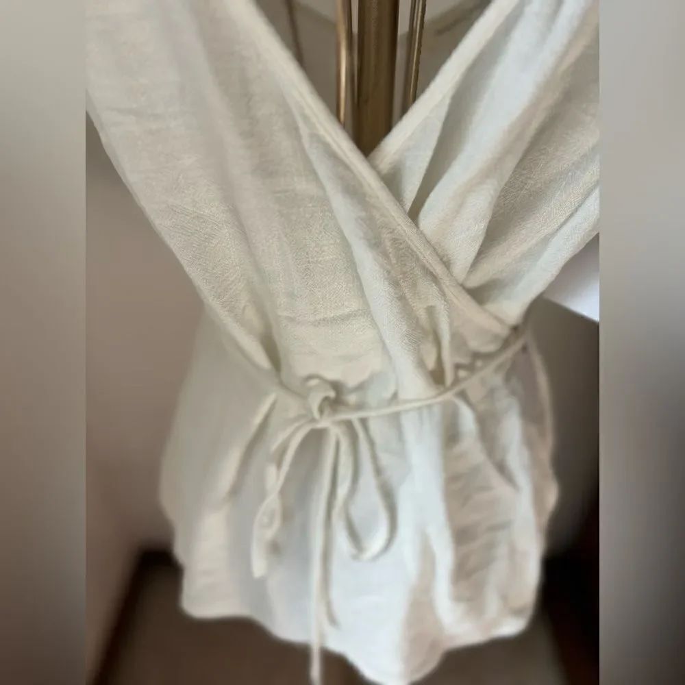 NWT Treasure & Bond Linen Blend Wrap Top White Size XS new with tags - Picture 6 of 11